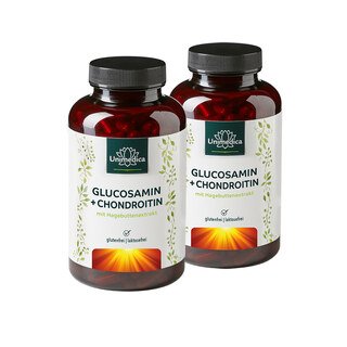 2er-Sparset: Glucosamin + Chondroitin mit 80 mg natürlichem Vitamin C pro Tagesdosis (3 Kapseln) - 2 x 180 Kapseln - von Unimedica