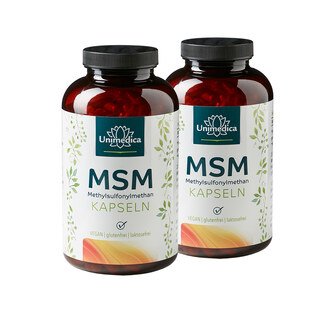 Lot de 2: Gélules MSM - 1600 mg par dose journalière - 2 x 365 gélules - Unimedica