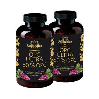 2er-Sparset: OPC Ultra - mit 600 mg reinem OPC Gehalt pro Tagesdosis - aus Wasserextraktion - 2 x 240 Kapseln - von Unimedica