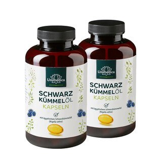 2er-Sparset: Schwarzkümmelöl Softgelkapseln - 3000 mg pro Tagesdosis - 2 x 400 Softgelkapseln - von Unimedica