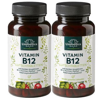 Doppelpack: 2x Vitamin B12 - 100 Lutschtabletten - von Unimedica