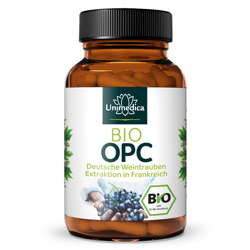 Bio OPC - mit 30 % reinem OPC-Gehalt - 300 mg OPC pro Tagesdosis (2 Kapseln) - 60 Kapseln - von Unimedica
