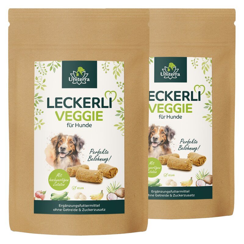 2er-Sparset: Leckerli Veggie für Hunde - natürliche Hundesnacks mit 100 % Obst und Gemüse - 2 x 150 g - Ergänzungsfuttermittel - von Uniterra
