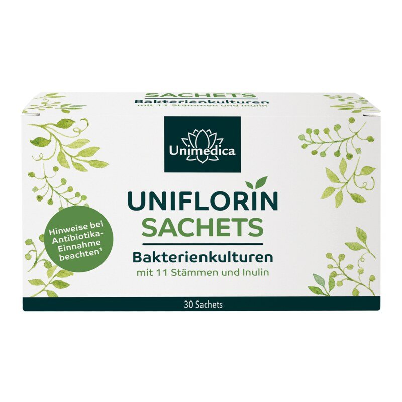 Uniflorin Pulver Sachets mit Kulturen Komplex aus 11 Bakterienstämmen und Inulin - 5 Mrd. KBE pro Tagesdosis - 30 Sachets - von Unimedica