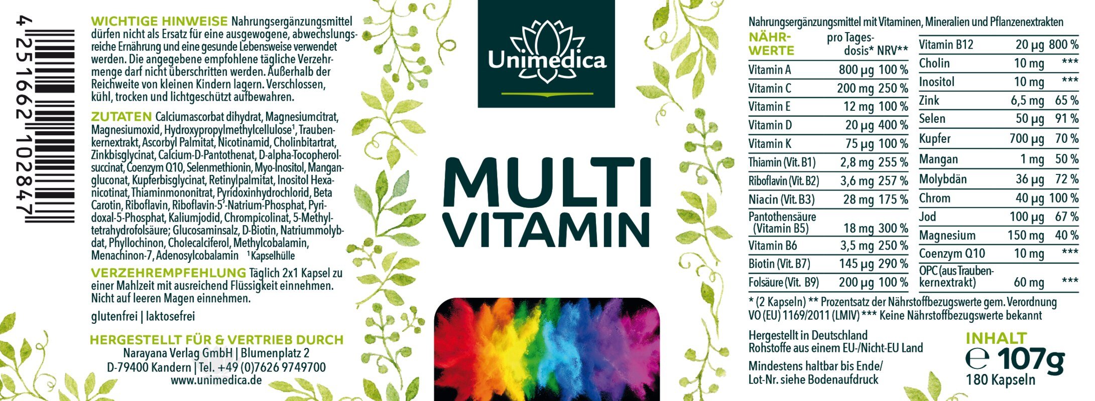 2er-Sparset: Multivitamin Kapseln - 2 x 180 Kapseln - von Unimedica