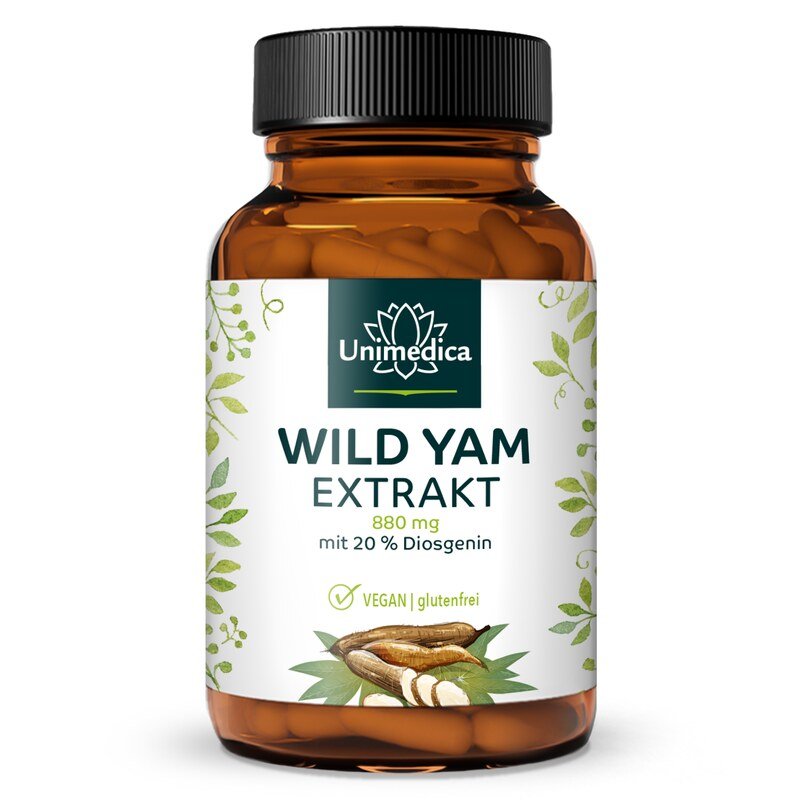 Wild Yam Extrakt - 880 mg pro Tagesdosis (2 Kapseln) - mit 20 % Diosgenin - 180 Kapseln - von Unimedica