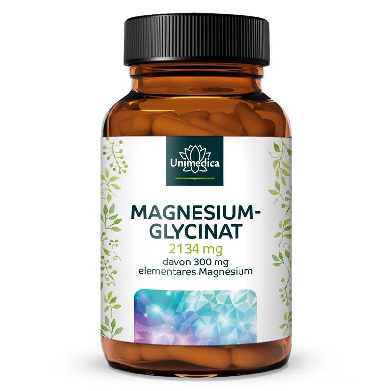 Magnesium Glycinat - 300 mg elementares Magnesium pro Tagesdosis (3 Kapseln) - 180 Kapseln - von Unimedica
