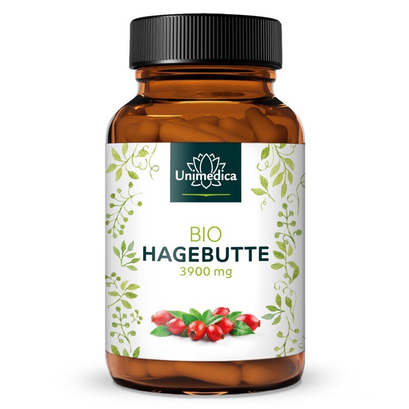 Bio Hagebutten - 3900 mg pro Tagesdosis (3 x 2 Kapseln) - 150 Kapseln - von Unimedica