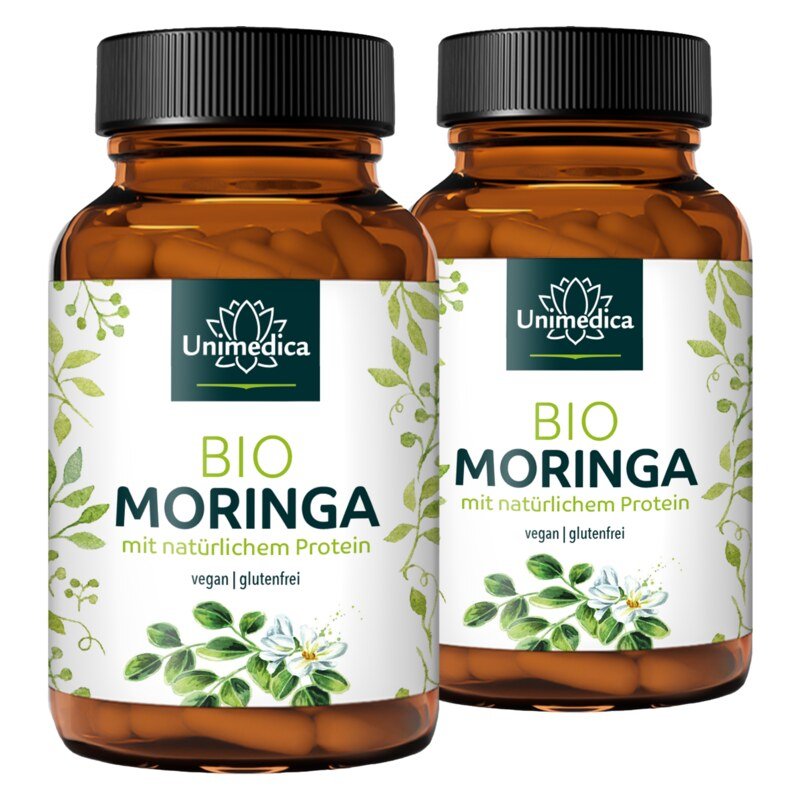 2er-Sparset: Bio Moringa - 1350 mg pro Tagesdosis (3 Kapseln) - 2 x 120 Kapseln - von Unimedica