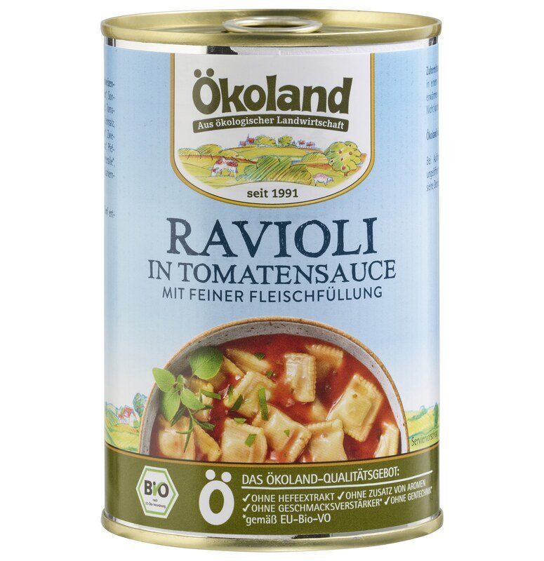 Ravioli in Tomatensauce mit feiner Fleischfüllung bio - Ökoland - 400 g