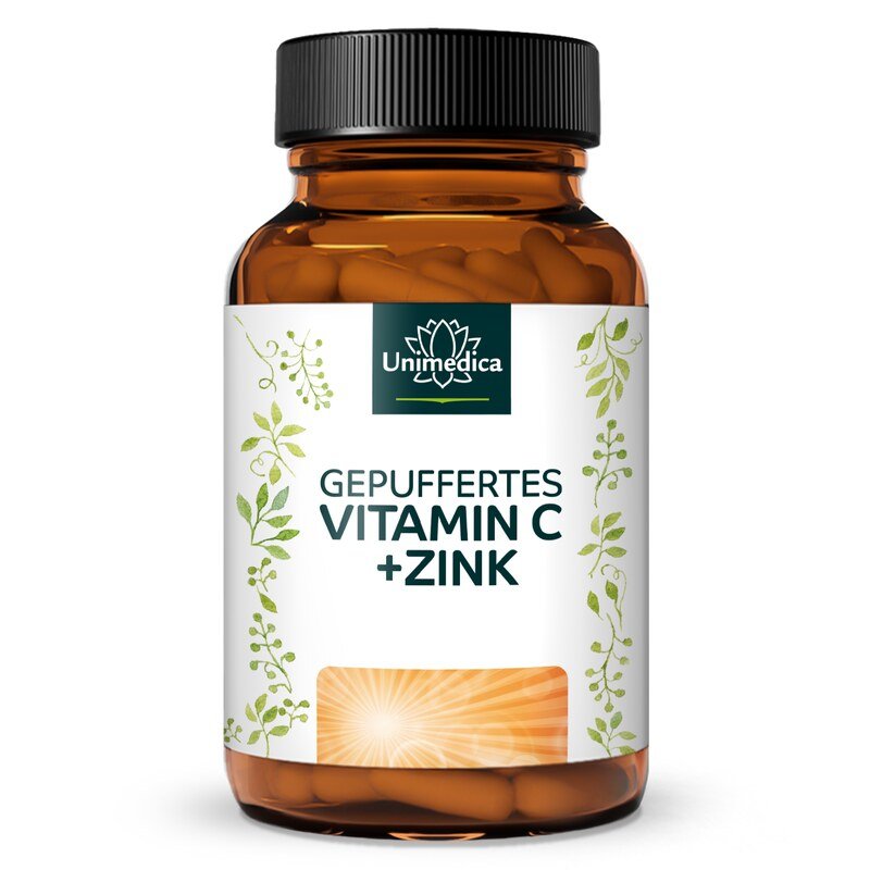 Vitamin C - gepuffert und mit Zink - 1.000 mg Vitamin C und 20 mg Zink pro Tagesdosis (2 Kapseln) - 365 Kapseln - von Unimedica
