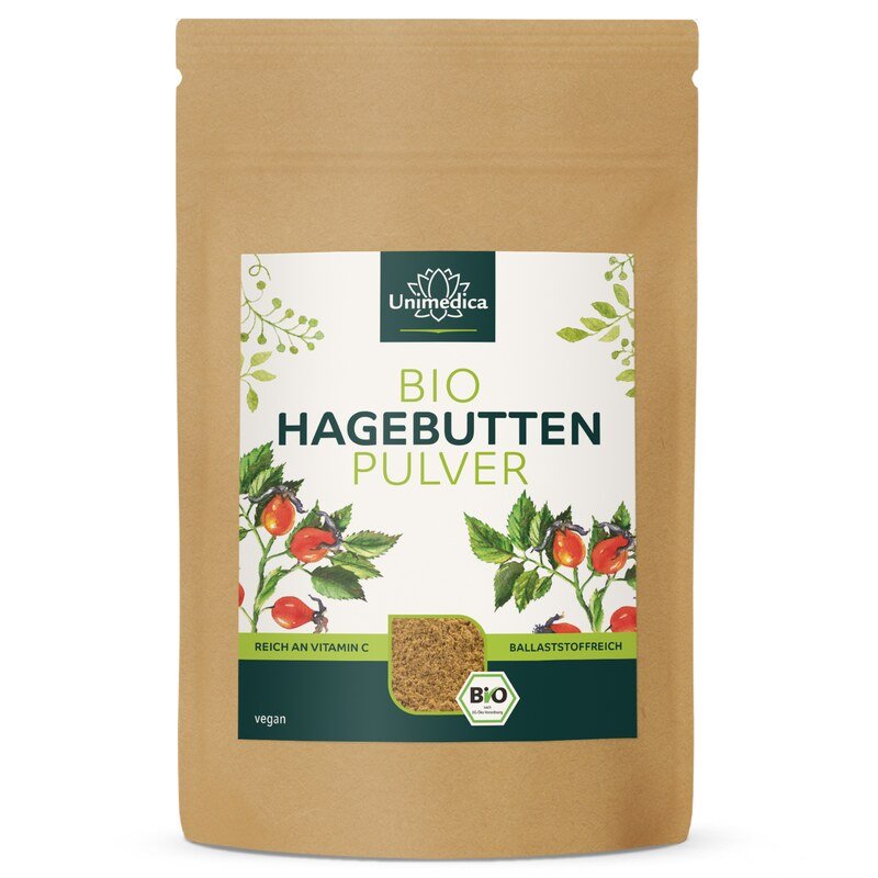 Bio Hagebuttenpulver - natürliches Vitamin C - ballaststoffreich - 500 g - von Unimedica
