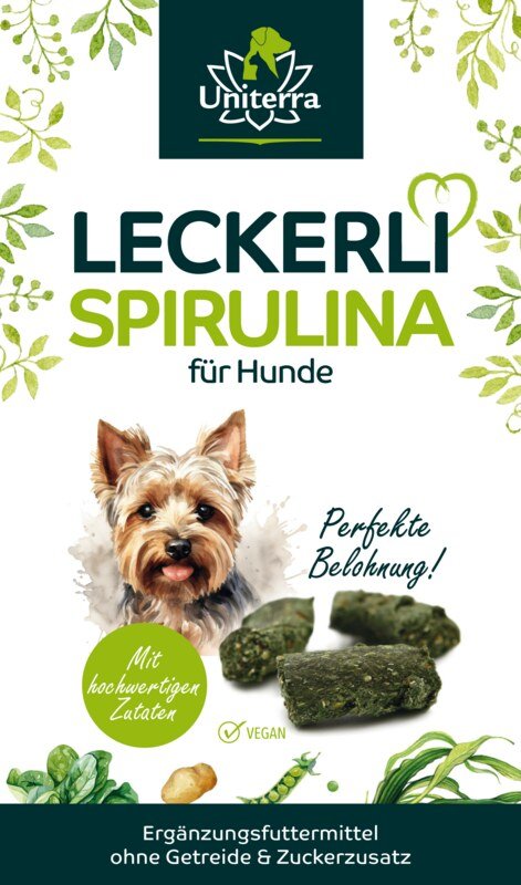 2er-Sparset: Leckerli Spirulina für Hunde - natürliche Hundesnacks mit Algen und Gemüse - Ergänzungsfuttermittel - 2 x 150 g - von Uniterra