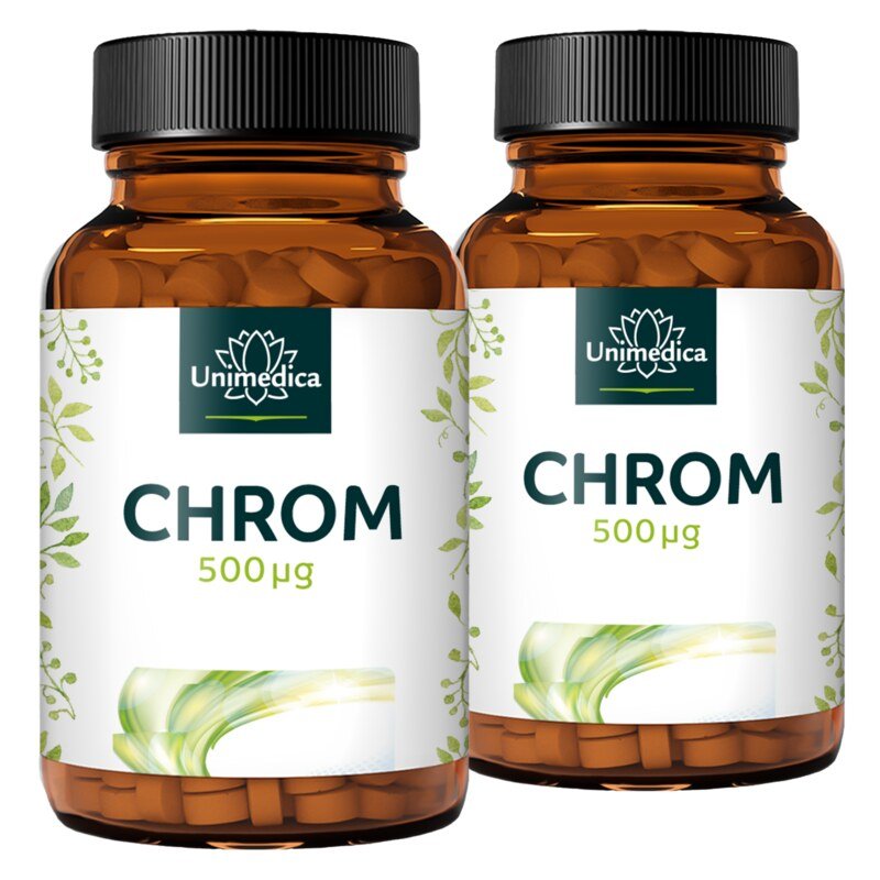 2er-Sparset: Chrom - 500 µg pro Tagesdosis (1 Tablette) - 2 x 180 Tabletten - von Unimedica