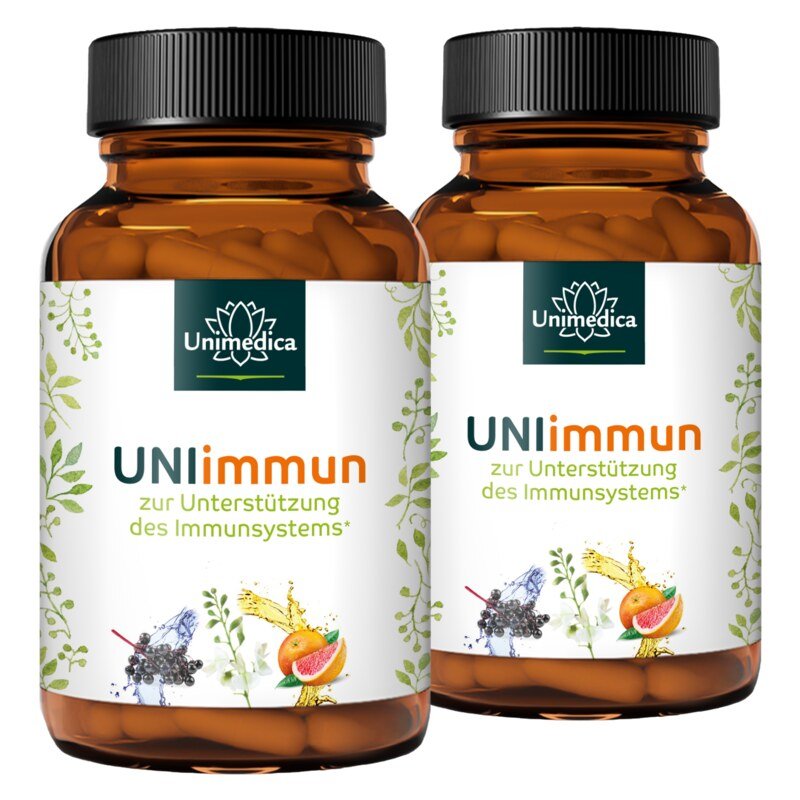 2er-Sparset: UNIimmun - zur Unterstützung des Immunsystems* - mit Quercetin, Vitamin C und Zink - 2 x 180 Kapseln - von Unimedica