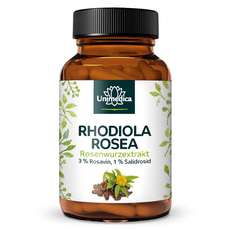Rhodiola Rosea - Rosenwurz Extrakt - 200 mg pro Tagesdosis (1 Kapsel) - 90 Kapseln - von Unimedica