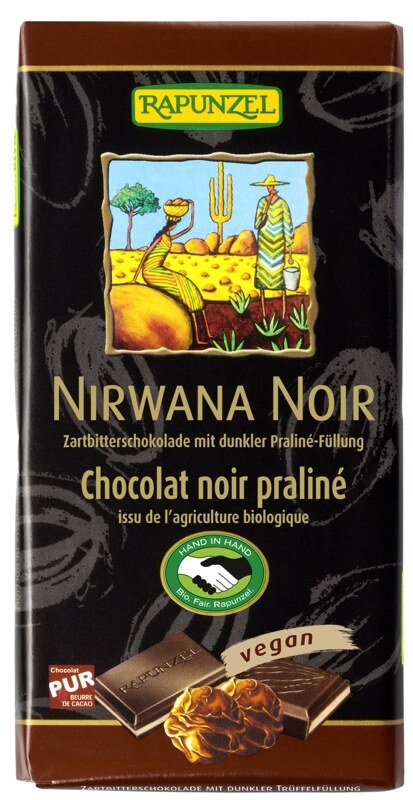 Nirwana Noir 55 % vegane Schokolade mit dunkler Praliné-Füllung - Bio - 100 g