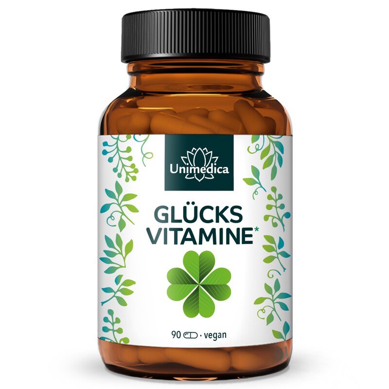 Glücksvitamine* - Komplex mit Johanniskraut, Passionsblume, Tryptophan und Tyrosin - 90 Kapseln - von Unimedica