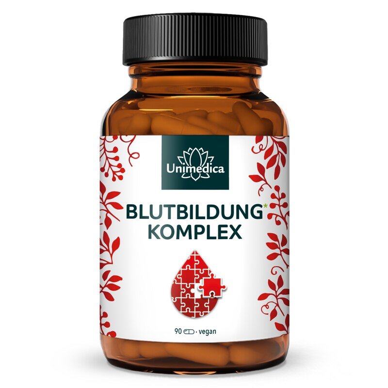Blutbildung* Komplex - mit Eisen, Acerola, Chlorophyll, Kupfer und Vitaminen - 90 Kapseln - von Unimedica
