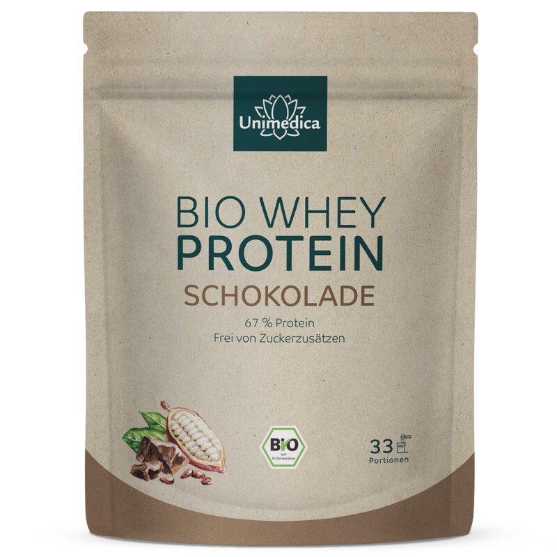 Bio Whey Protein - Schokolade - 67 % Protein - 1 kg - von Unimedica
