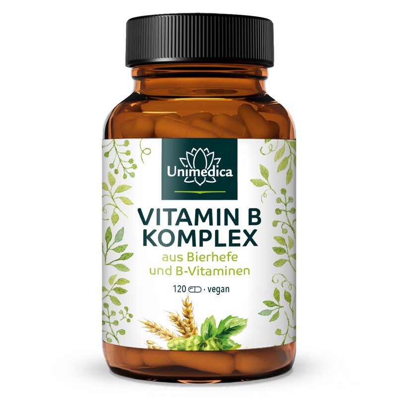 Vitamin B-Komplex aus Bierhefe + B-Vitamine - 120 Kapseln - von Unimedica