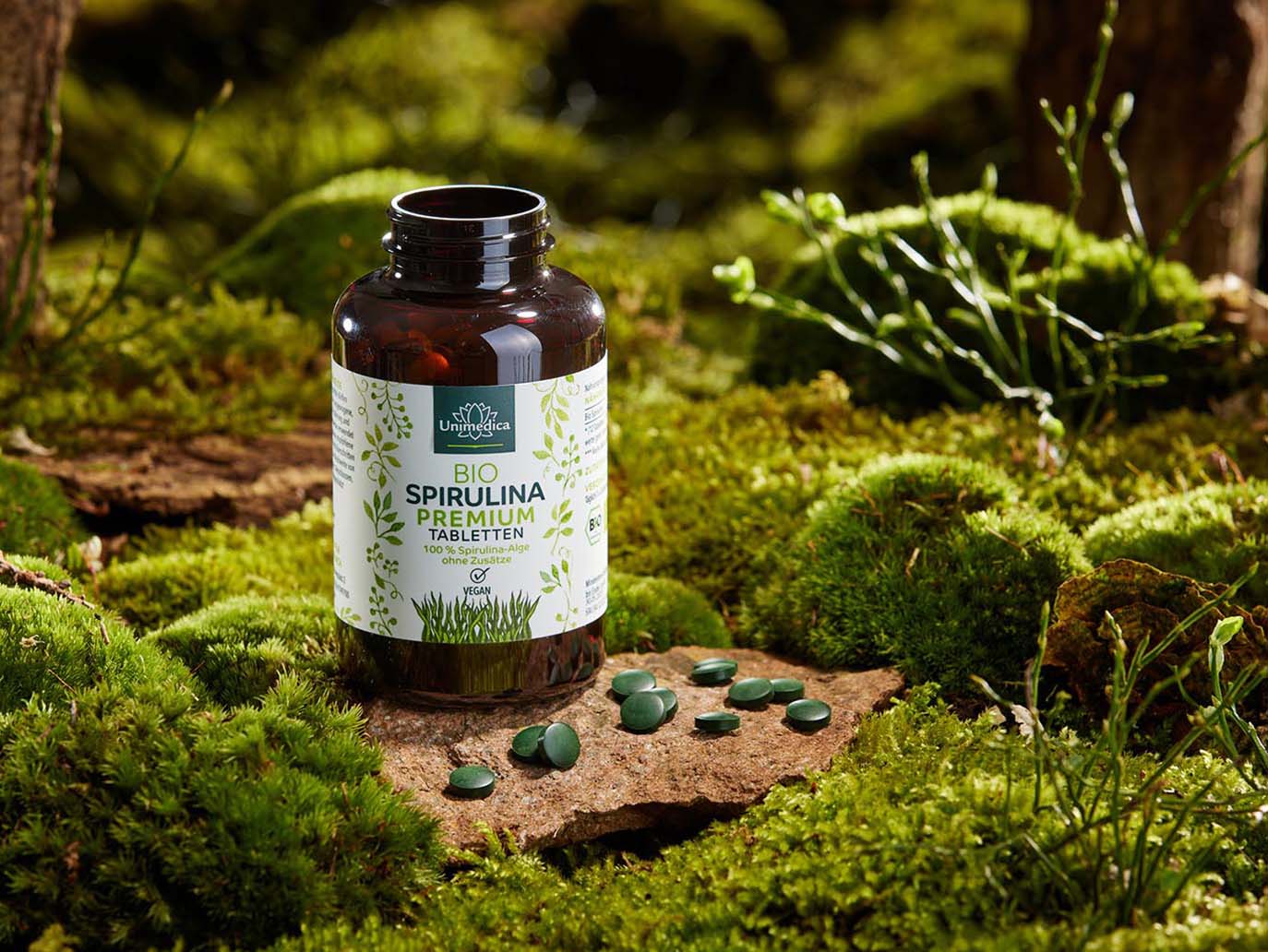 Bio Spirulina Premium - 6000 mg pro Tagesdosis (3 x 4 Tabletten) -  hochdosiert - 500 Tabletten - von Unimedica