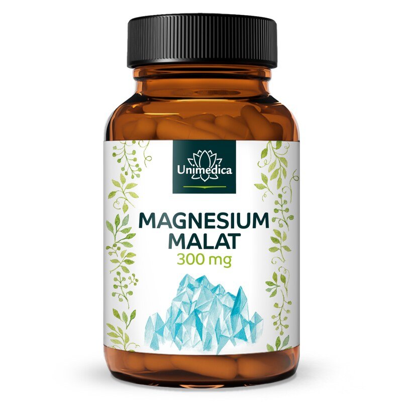 Magnesium Malat  - 300 mg Magnesium pro Tagesdosis (3 Kapseln) - 180 Kapseln - von Unimedica