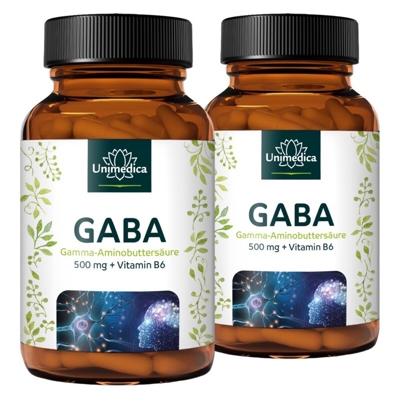 2er-Sparset: GABA - 500 mg pro Tagesdosis - 2 x 200 Kapseln - von Unimedica