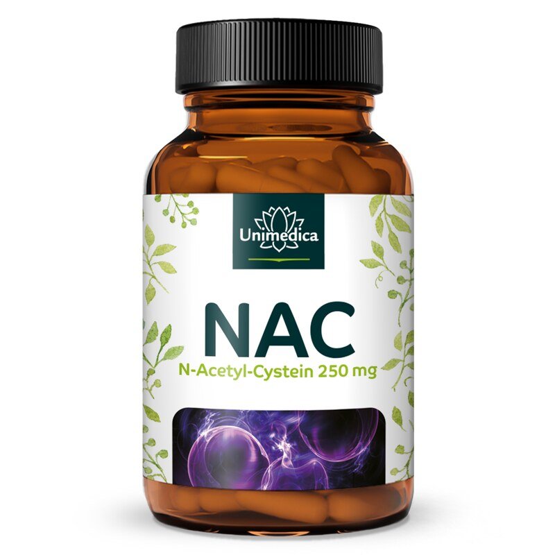 NAC - N-Acetyl-Cystein aus natürlicher Fermentation - 250 mg pro Tagesdosis (1 Kapsel) - 90 Kapseln - von Unimedica