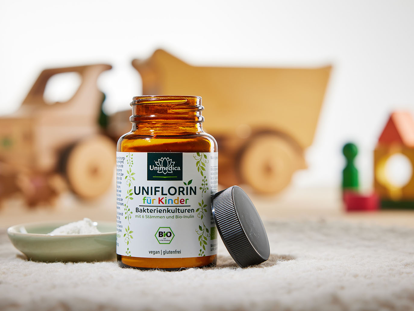 Uniflorin für Kinder - Bakterienkulturen mit 6 Stämmen und Bio-Inulin - 48 g Pulver - von Unimedica