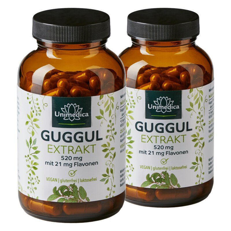 2er Sparset: Guggul Extrakt - 520 mg pro Tagesdosis (1 Kapsel) - 2 x 120 Kapseln - von Unimedica