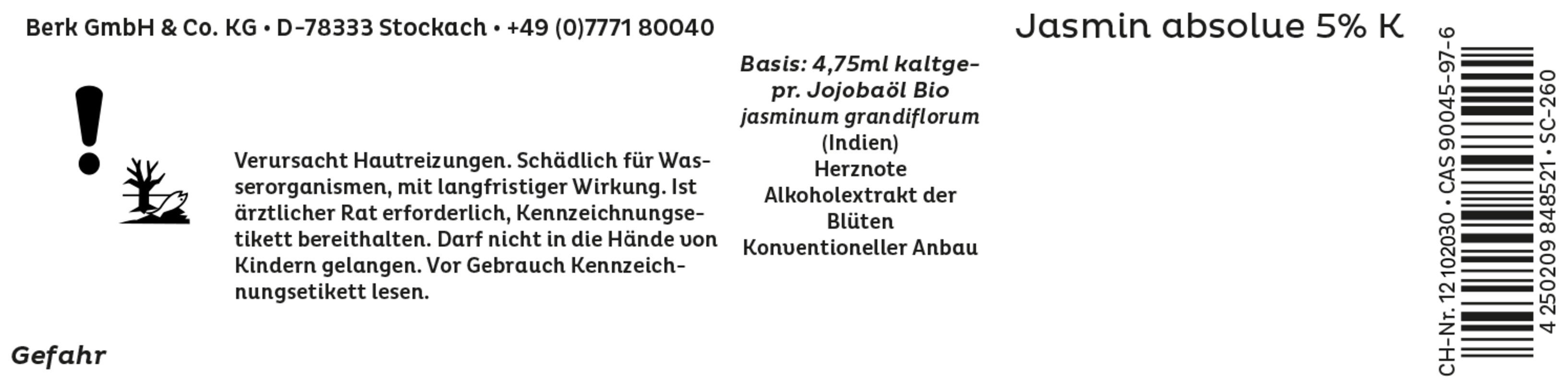 Jasmin absolue 5% K, Ätherisches Öl - Berk - 5 ml