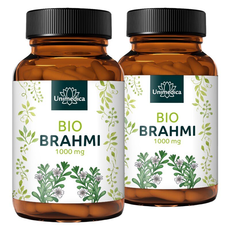 2er-Sparset: Bio Brahmi - 1.000 mg pro Tagesdosis (2 Kapseln) - 2 x 150 Kapseln - von Unimedica