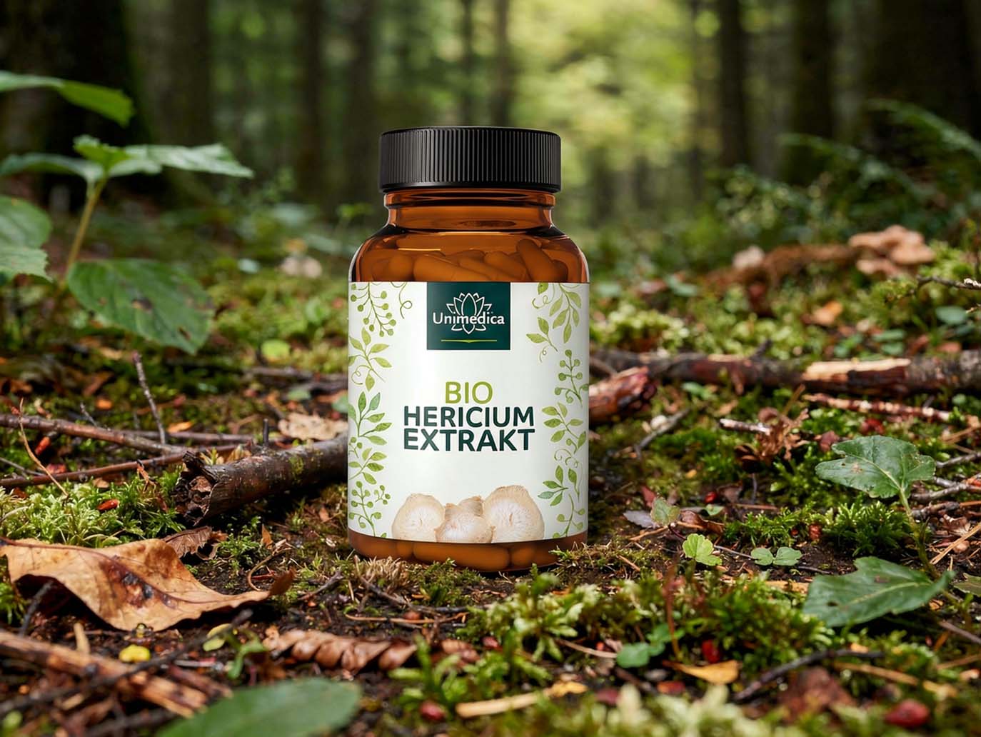 Bio Hericium Extrakt - Löwenmähne - 1.000 mg pro Tagesdosis (2 Kapseln) - mit 30 % Polysacchariden - 90 Kapseln - von Unimedica