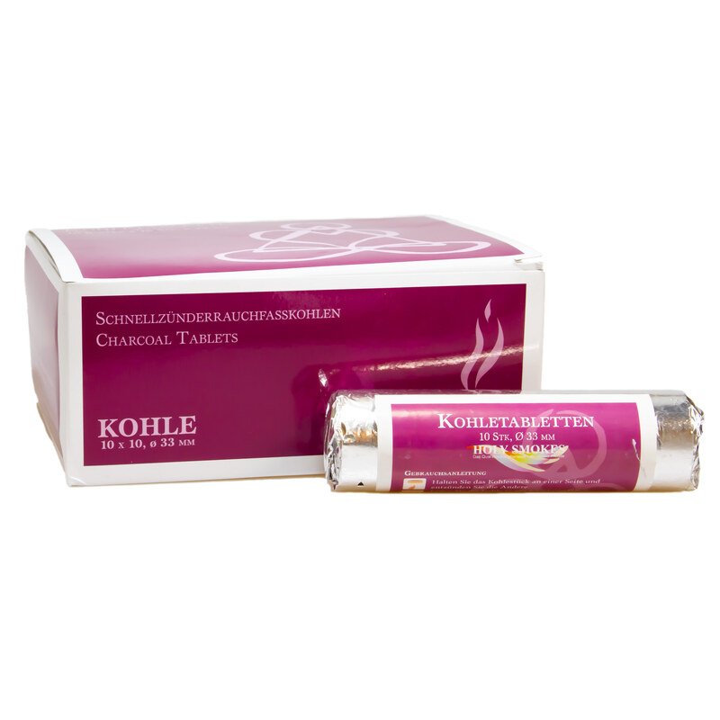 Kohletabletten  - Berk - 10 Rollen à 10 Tabletten - Ø 33mm