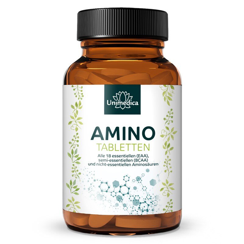 Amino Tabletten - 500 Tabletten à 1.000 mg - alle 18 essenziellen (EAA), semi-essenziellen (BCAA) und nicht-essenziellen Aminosäuren - von Unimedica
