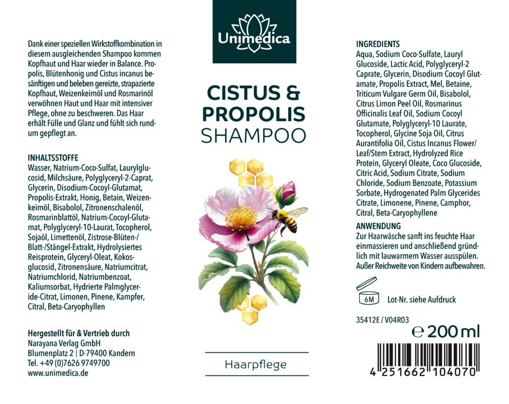 2er-Sparset: Cistus & Propolis Shampoo - 2 x 200 ml - von Unimedica