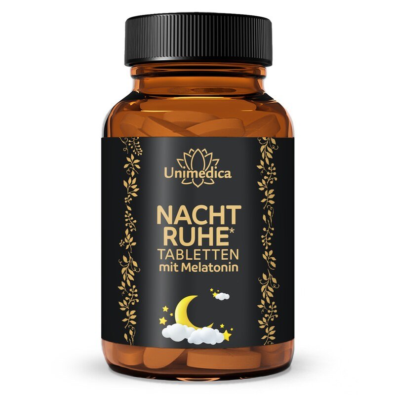 Nachtruhe Tabletten mit Melatonin - 180 Tabletten - von Unimedica