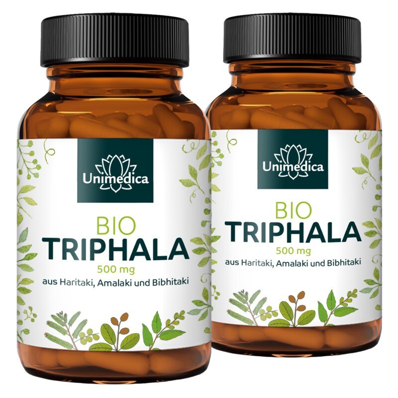 2er-Sparset: Bio Triphala - 500 mg pro Tagesdosis (1 Kapsel) - 2 x 180 Kapseln - von Unimedica