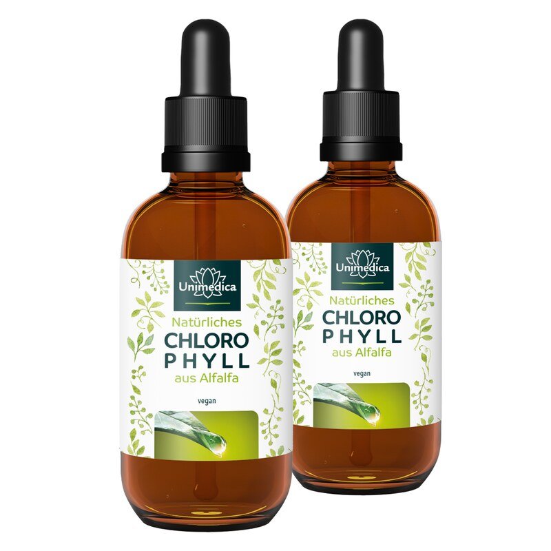 2er-Sparset: Chlorophyll Tropfen - aus Alfalfa - 200 mg pro Tagesdosis - 50 ml - von Unimedica