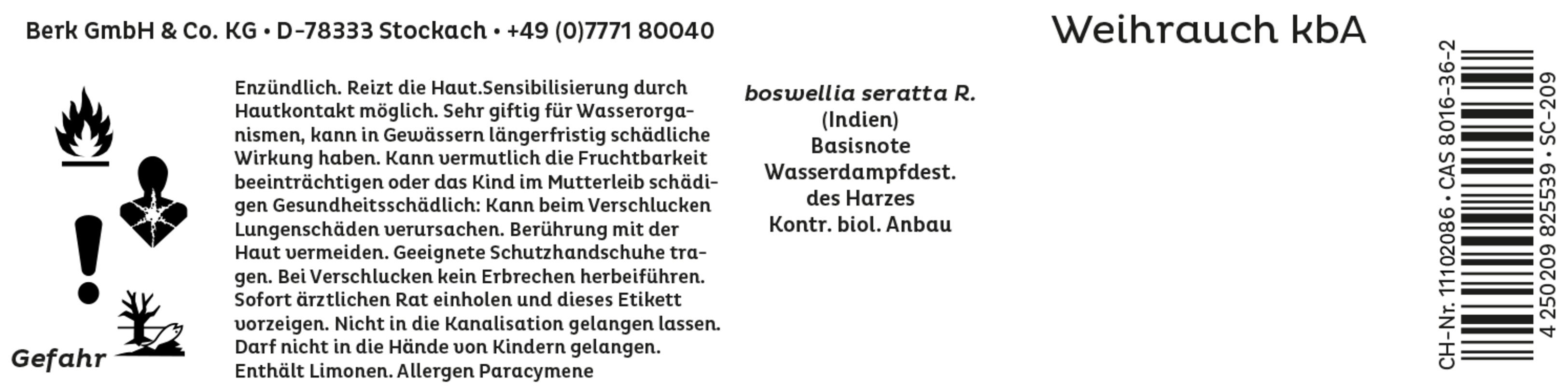 Weihrauch W Ätherisches Öl - Berk - 5 ml