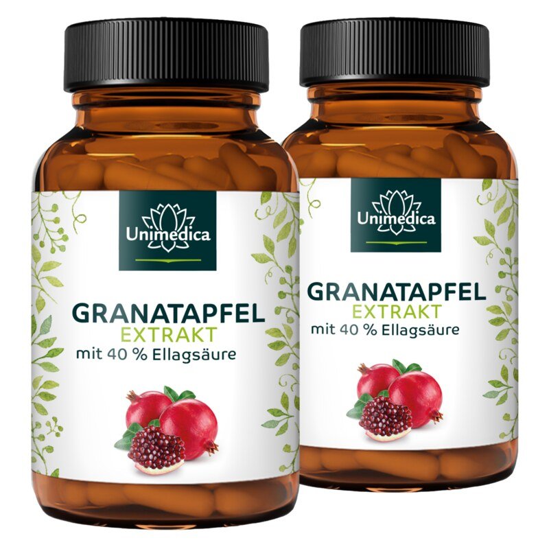 2er-Sparset: Granatapfel Extrakt - 1.500 mg pro Tagesdosis (3 Kapseln) - 40 % Ellagsäure - 2 x 120 Kapseln - von Unimedica