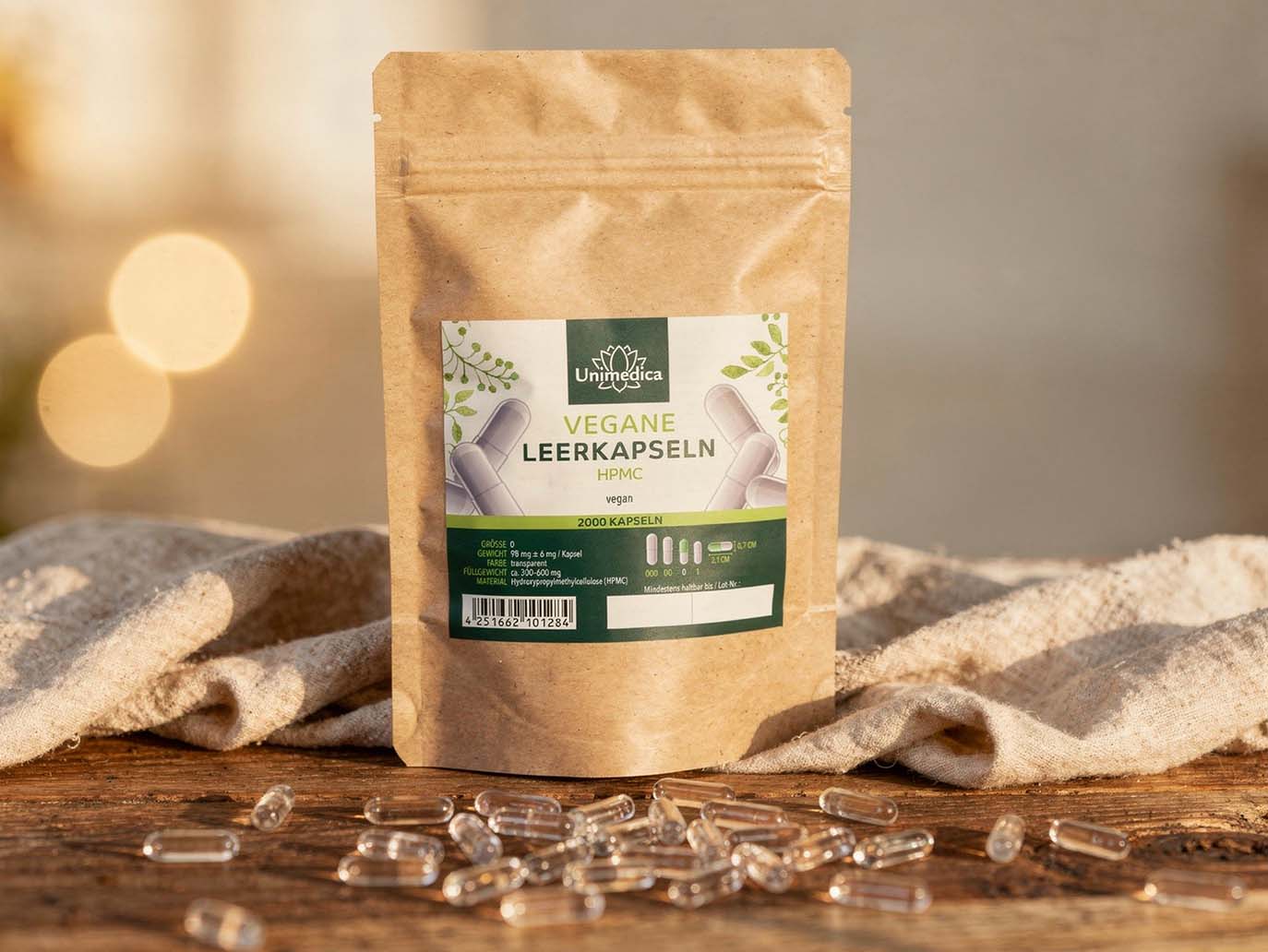 Leerkapseln getrennt - HPMC - Größe 0 - vegan - 2.000 Stück - von Unimedica
