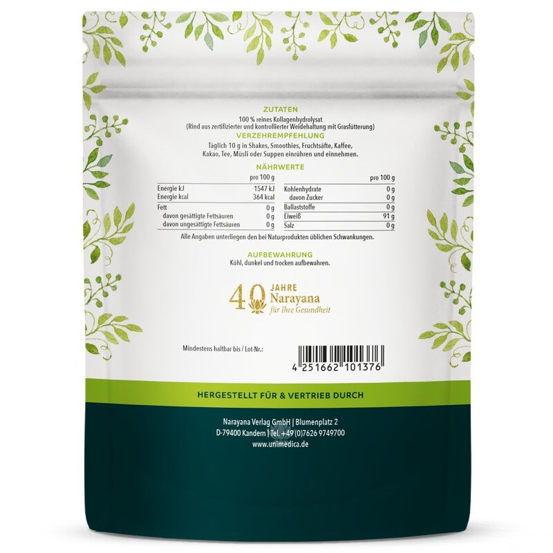 Collagen Pure - Kollagenprotein - aus LIAF zertifizierter Weidehaltung und Grasfütterung - 10 g pro Tagesdosis - 450 g Pulver - von Unimedica