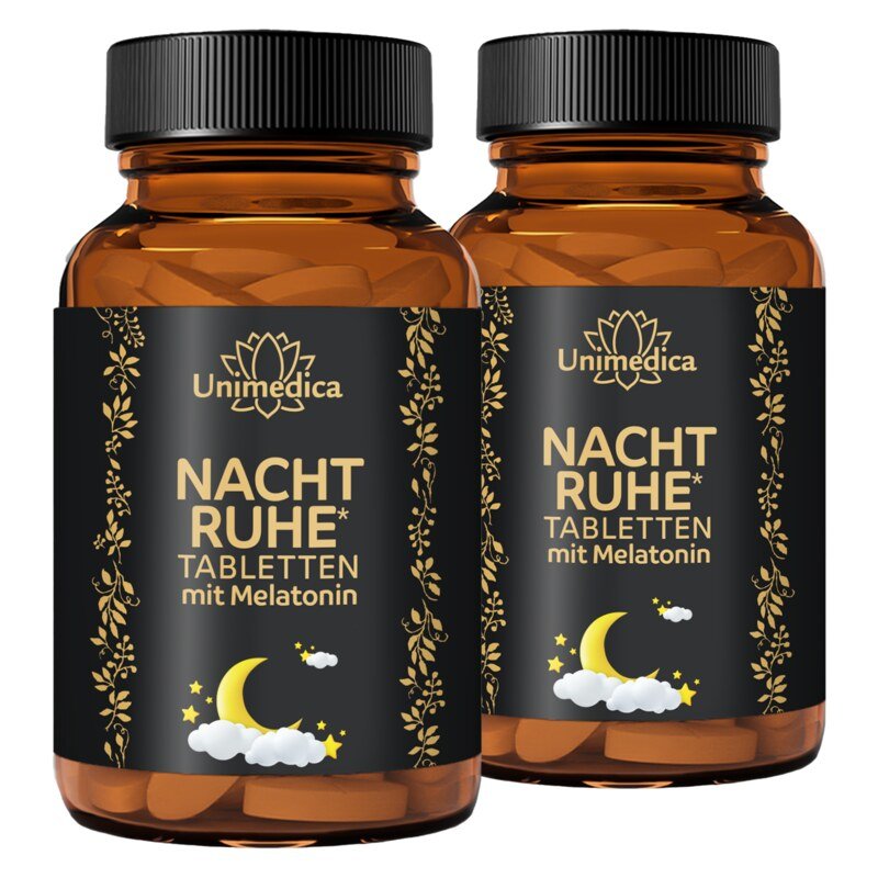 2er-Set: Nachtruhe Tabletten mit Melatonin - 2 x 180 Tabletten - von Unimedica