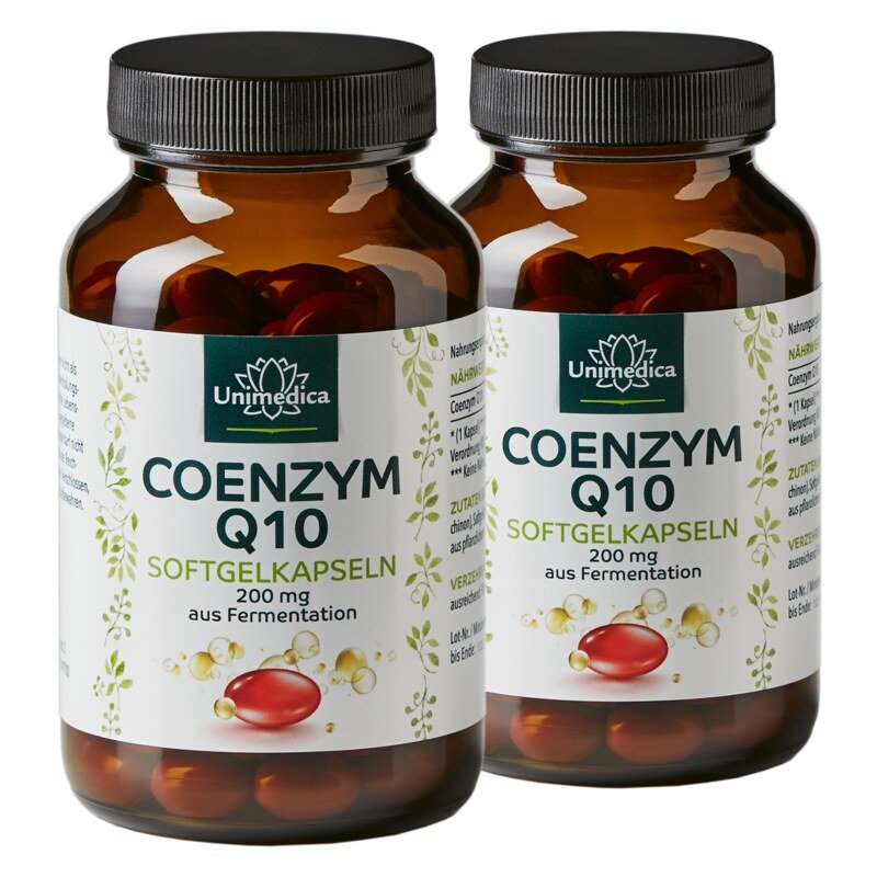 2er-Sparset: Coenzym Q10 - 200 mg - 2 x 120 Softgelkapseln - von Unimedica