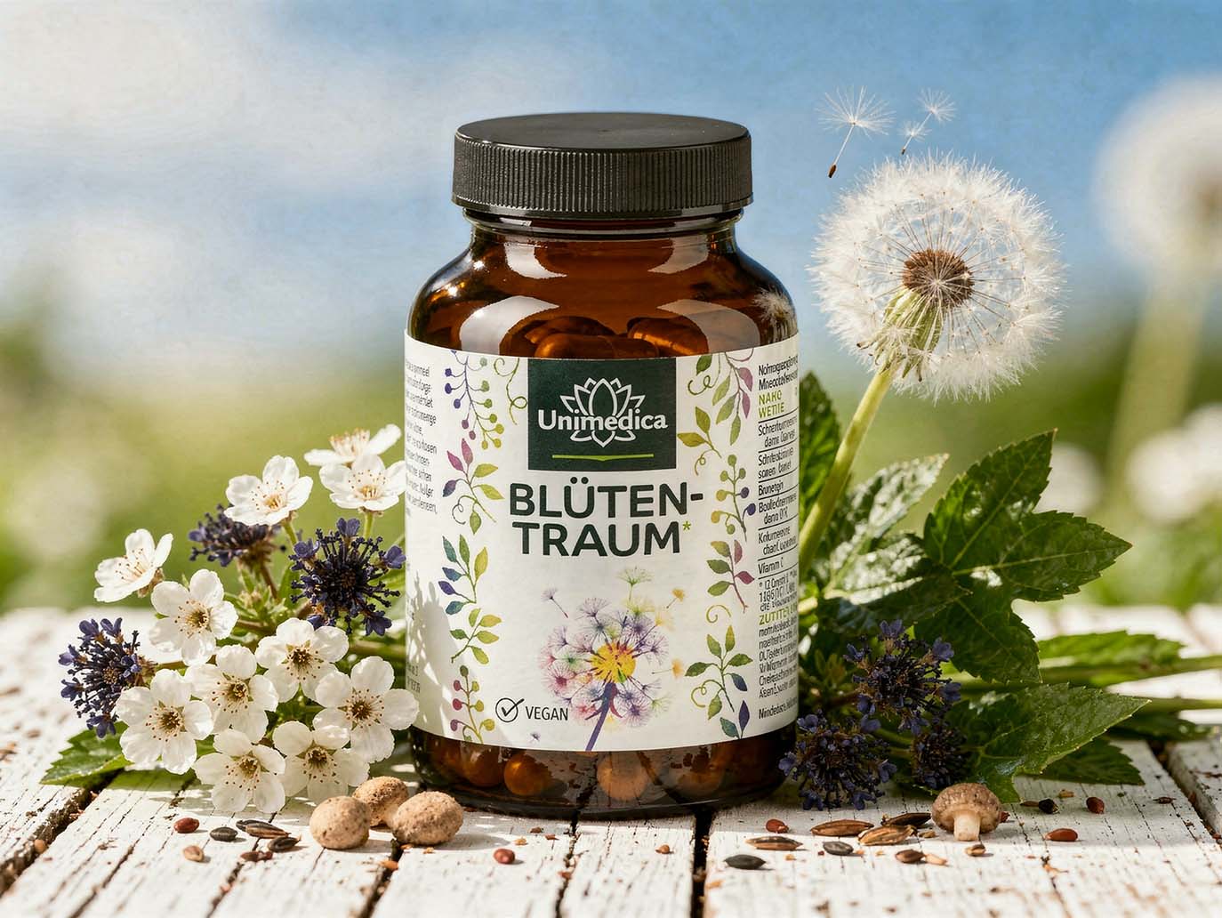 Blütentraum - Komplex mit Quercetin, Schwarzkümmelsamen-Extrakt, Kurkuma, Zink und Vitaminen - 90 Kapseln - von Unimedica