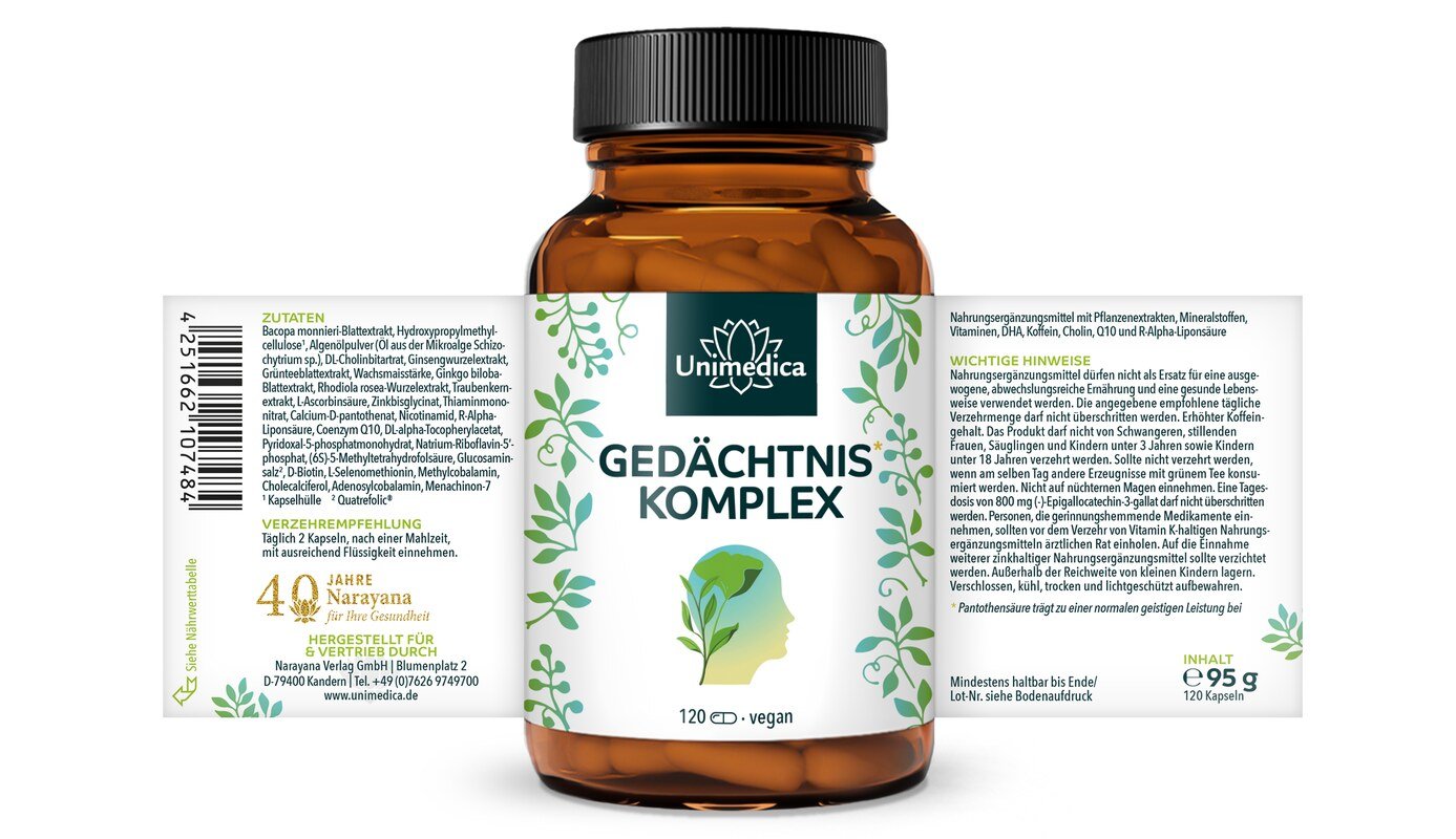 Gedächtnis* Komplex - 120 Kapseln - von Unimedica