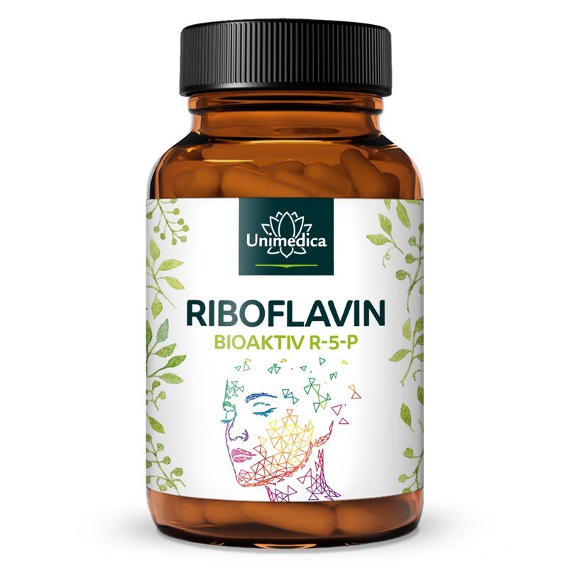Riboflavin bioaktiv - Natrium-Riboflavin-5-phosphat (R-5-P) - 100 mg Vitamin B2 pro Tagesdosis (1 Kapsel) - 90 Kapseln - von Unimedica
