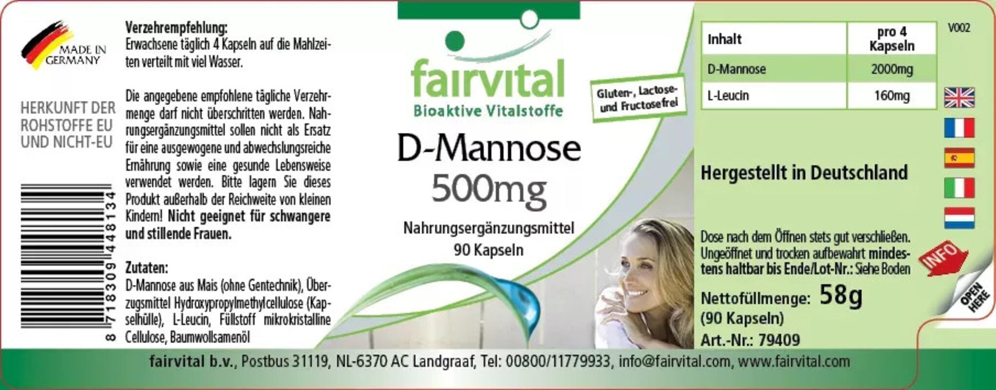 D-Mannose 500 mg - 90 Kapseln